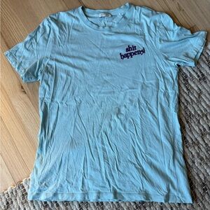 Sky Blue Casual Tee with Graphic Print